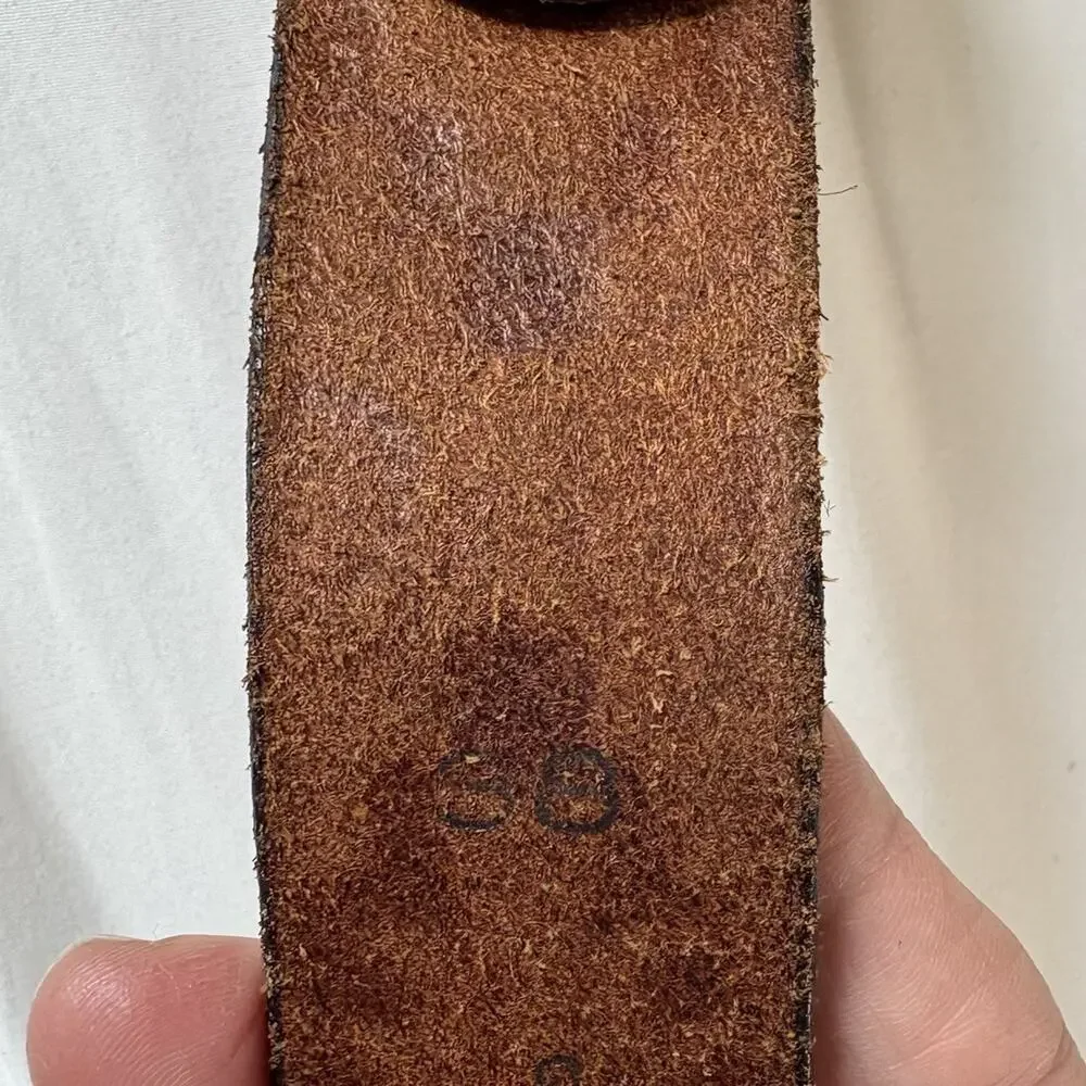 Vintage Chambers Tooled Belt with Buckle Southwestern Leather Fits Waist 24-30